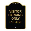 Signmission Visitor Parking Sign Visitor Parking Please, Black & Gold Aluminum Sign, 18" x 24", BG-1824-22724 A-DES-BG-1824-22724